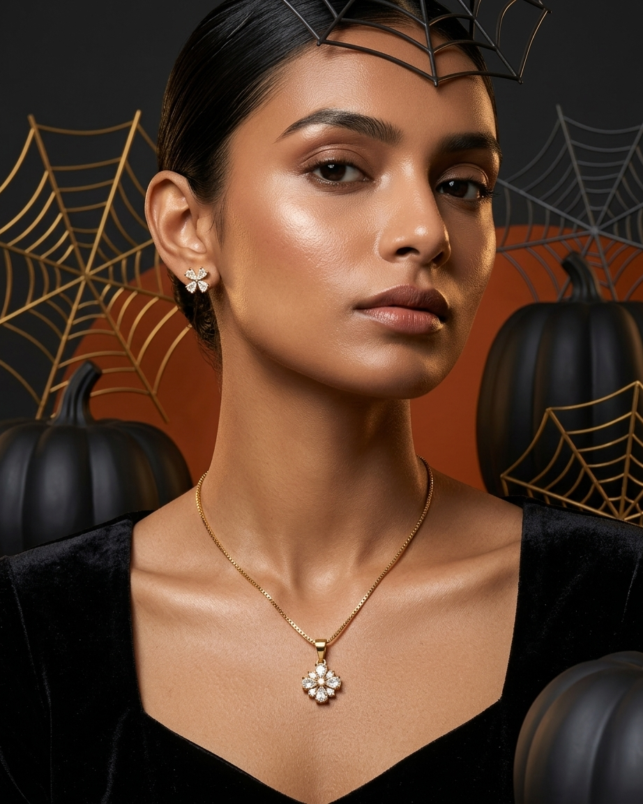 Blooming Grace Necklace
Golden Blossom  pendant set 1||1 quality