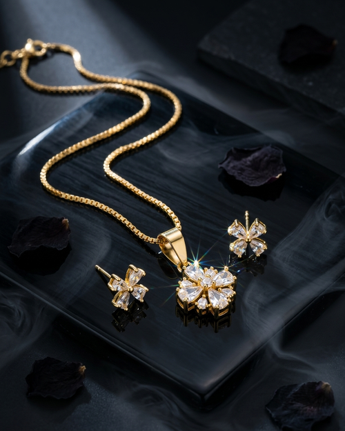 Blooming Grace Necklace
Golden Blossom  pendant set 1||1 quality